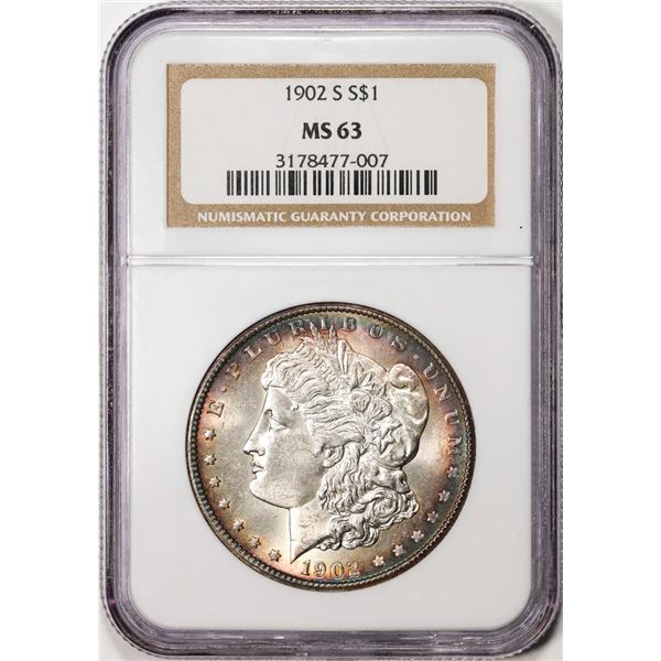 1902-S $1 Morgan Silver Dollar Coin NGC MS63 Amazing Color