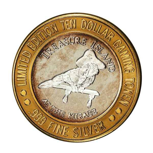 .999 Silver Treasure Island Las Vegas, Nevada $10 Casino Limited Edition Gaming Token
