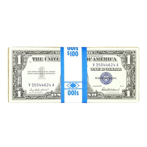 Lot of (100) Circulated 1957 $1 Silver Certificate Notes