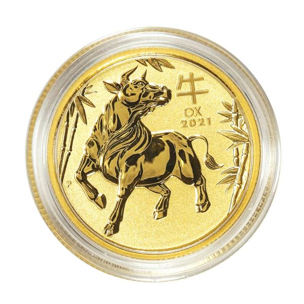 2021 $25 Australia Lunar Year of the Ox 1/4 oz. Gold Coin