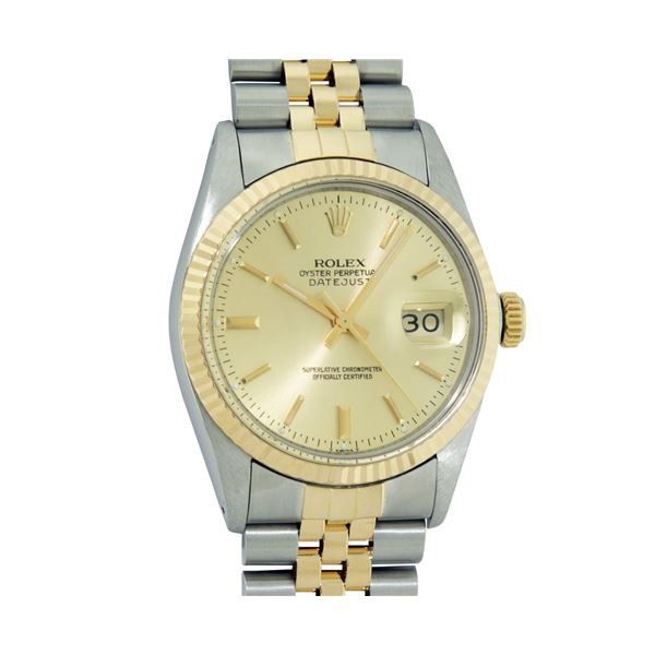 Rolex Men's Two Tone Champagne Index Datejust Wristwatch