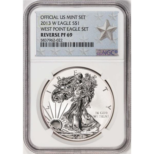 2013-W $1 Proof American Silver Eagle Coin NGC Reverse PF69 West Point Eagle Set