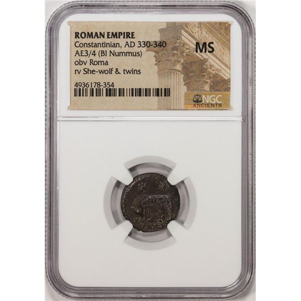 AD 330-340 Roman Empire Constantinian Bi Nummus Ancient Coin NGC MS