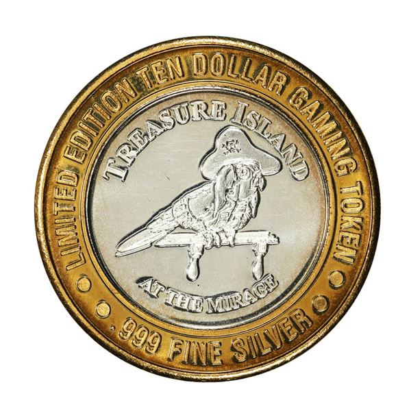 .999 Silver Treasure Island Las Vegas, Nevada $10 Casino Limited Edition Gaming Token