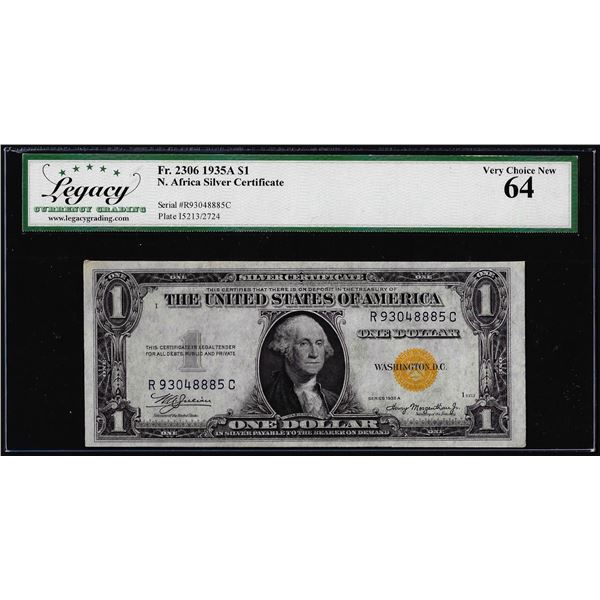1935A $1 North Africa Silver Certificate Note Fr.2306 Legacy Very Choice New 64