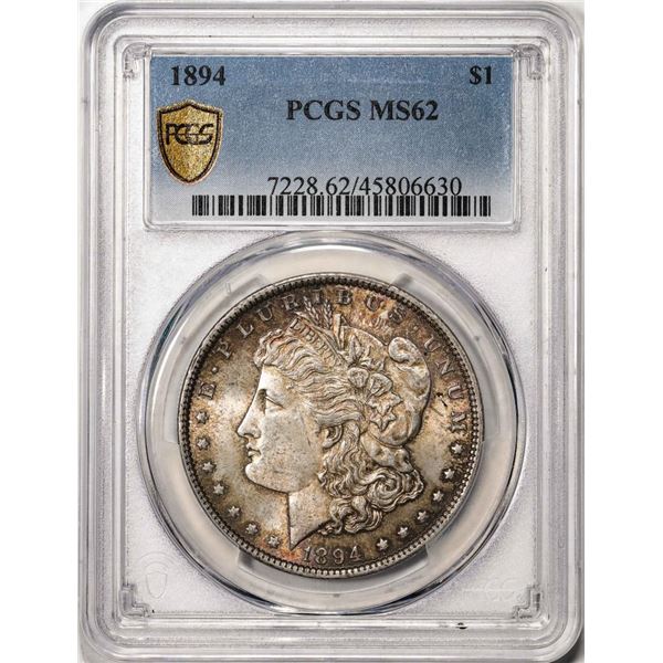 1894 $1 Morgan Silver Dollar Coin PCGS MS62