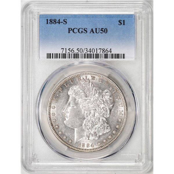 1884-S $1 Morgan Silver Dollar Coin PCGS AU50