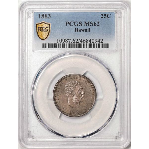 1883 Kingdom of Hawaii Quarter Coin PCGS MS62