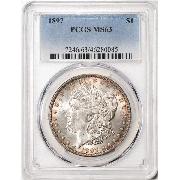 1897 $1 Morgan Silver Dollar Coin PCGS MS63