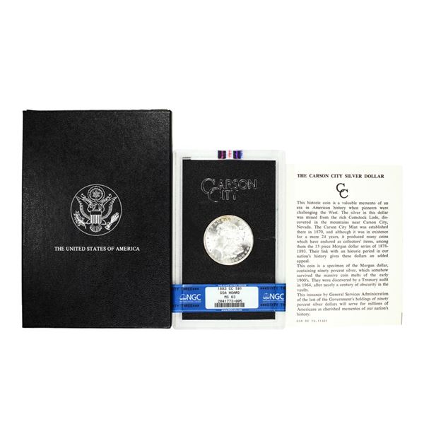 1883-CC $1 Morgan Silver Dollar Coin GSA Hoard Uncirculated NGC MS63 w/Box & COA