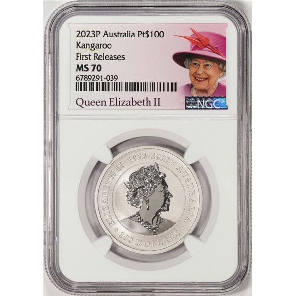 2023P Australia $100 Kangaroo 1oz Platinum Coin NGC MS70 First Releases