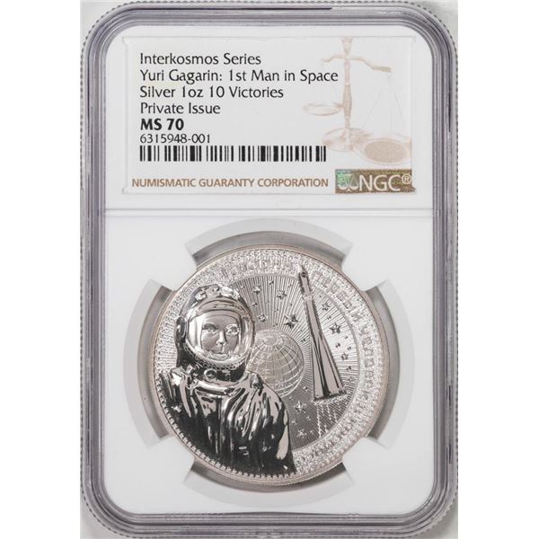2021 Interkismos Series Yuri Gagarin 1st Man in Space 1oz Silver Issue NGC MS70