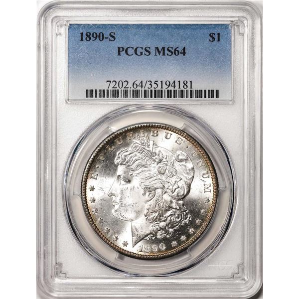 1890-S $1 Morgan Silver Dollar Coin PCGS MS64