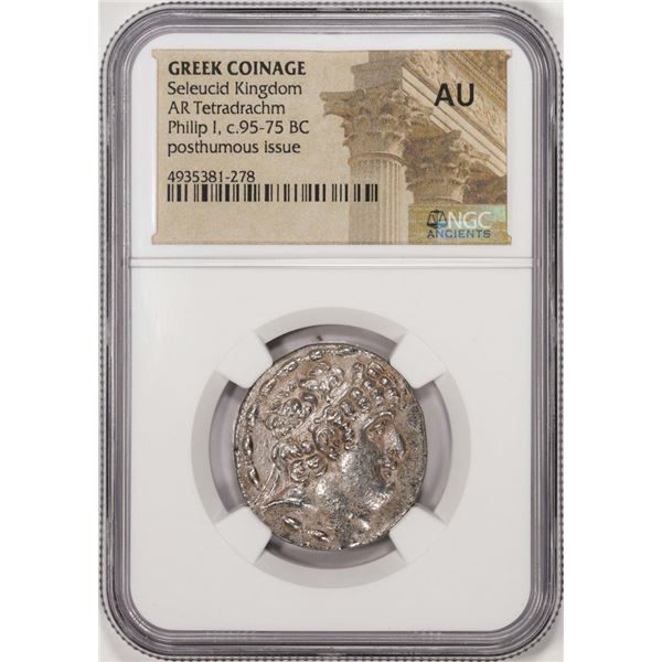 c.95-75 BC Greek Coinage Seleucid Kingdom AR Tetradrachm Ancient Coin NGC AU