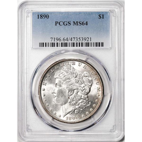 1890 $1 Morgan Silver Dollar Coin PCGS MS64