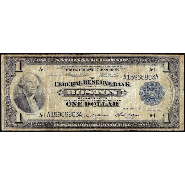 1918 $1 Federal Reserve Bank Boston