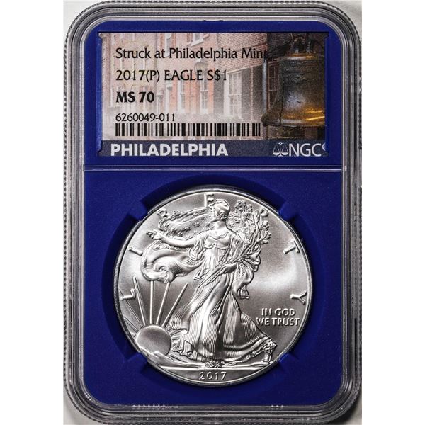 2017(P) $1 American Silver Eagle Coin NGC MS70 Struck at Philadelphia