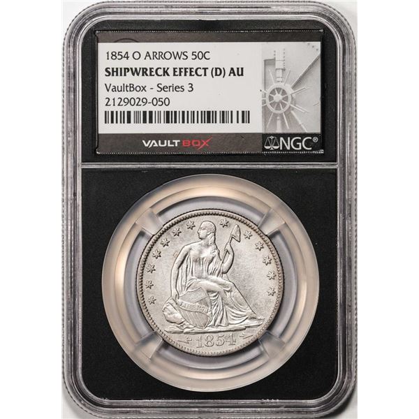 Vaultbox SS Republic 1854-O w/Arr Seated Liberty Half Dollar Coin NGC Shipwreck Effect