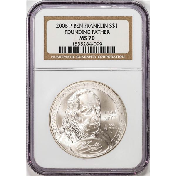 2006-P $1 Ben Franklin Founding Father Silver Dollar Coin NGC MS70