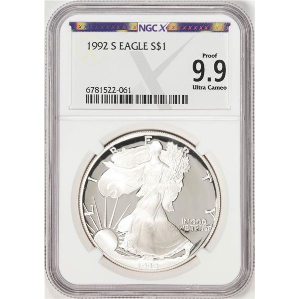 1992-S $1 American Silver Eagle Coin NGCX Proof 9.9 Ultra Cameo