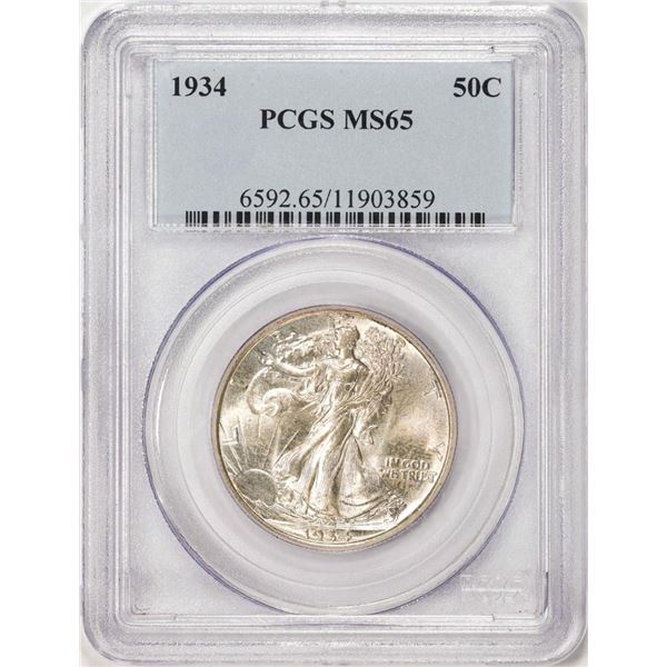 1934 Walking Liberty Half Dollar Coin PCGS MS65