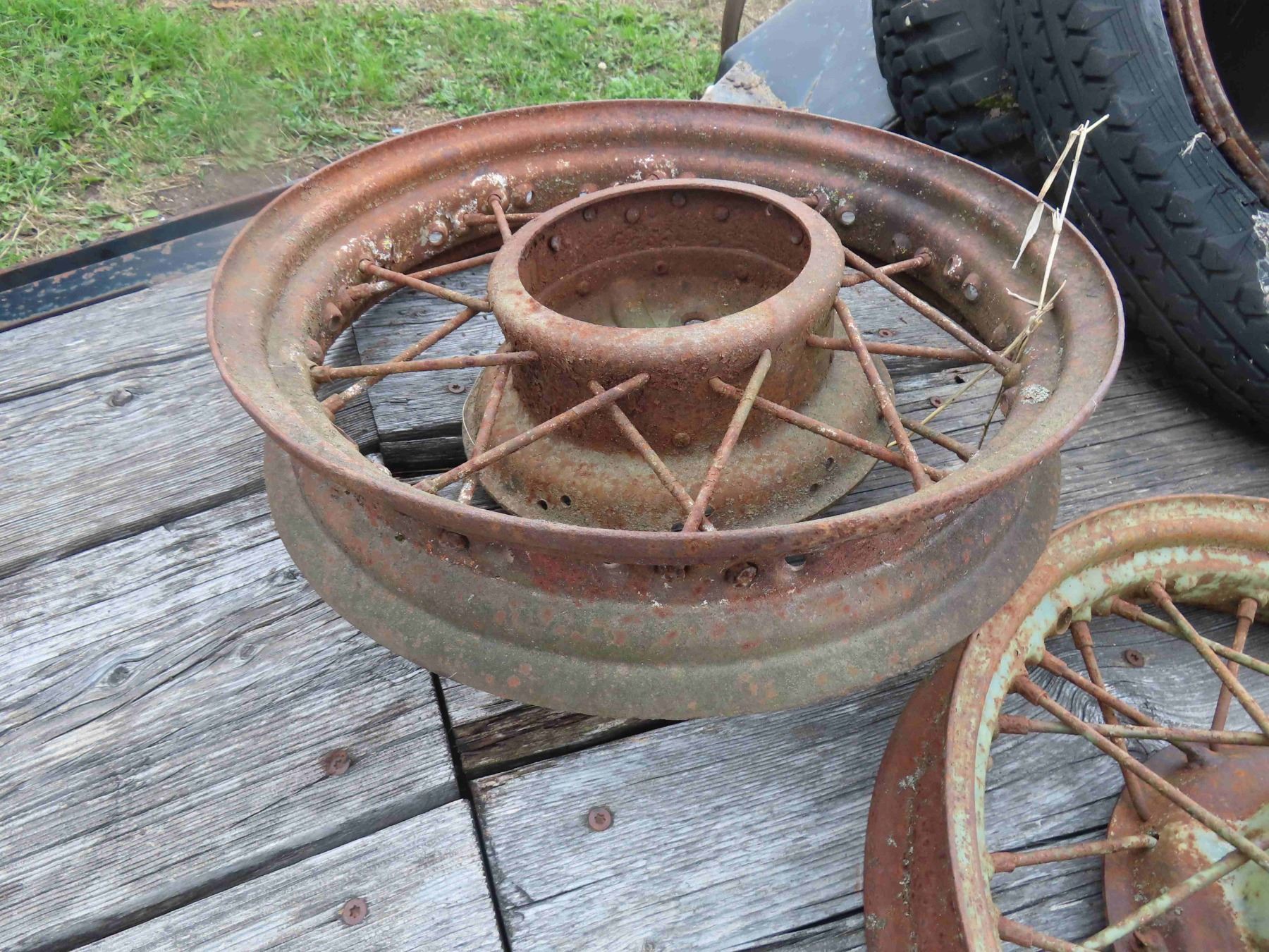 2 Antique Auto Spoked Rims - McSherry Auction Service Ltd.