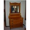 Image 1 : OAK LOWBOT DRESSER W/MIRROR 73"TX40"W