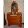 Image 1 : OAK VICTORIAN WISHBONE DRESSER W/MARBLE INLAID 71"T 39"W