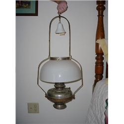 L&B BREVETE HANGING OIL LAMPS W/GLOBE THE BELGIAN LAMP