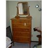 Image 1 : BIRDSEYE MAPLE HIGHBOY DRESSER W/BEVELED MIRROR