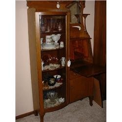 OAK DROP FRONT SECRETARY BEVELED MIRROR