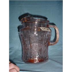 ROSE OF SHARON PINK DEPRESSION PITCHER 9"