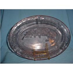 ROSE OF SHARON PINK DEPRESSIONOVAL PLATTER 12 1/2"