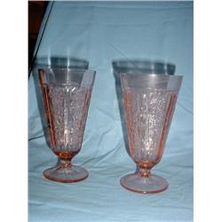 ROSE OF SHARON PINK DEPRESSION GLASSES X2