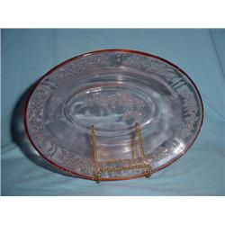 ROSE OF SHARON PINK DEPRESSION OVAL BOWL 6X9"