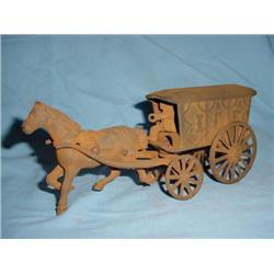 CAST IRON ICE WAGON & HORSE 4"T