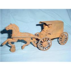 CAST IRON HORSE & WAGON 4"T
