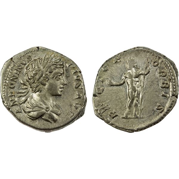 ROMAN EMPIRE: Caracalla, 198-217 AD, AR denarius (3.59g), Rome, 210-206 AD, VF-EF