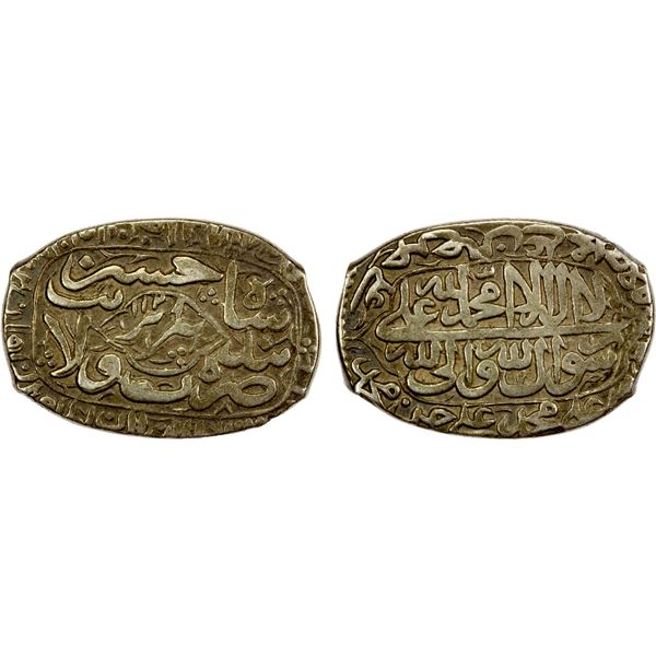 SAFAVID: Sultan Husayn, 1694-1722, AR rectangular 5 shahi (8.64g), Tabriz, AH1129, VF