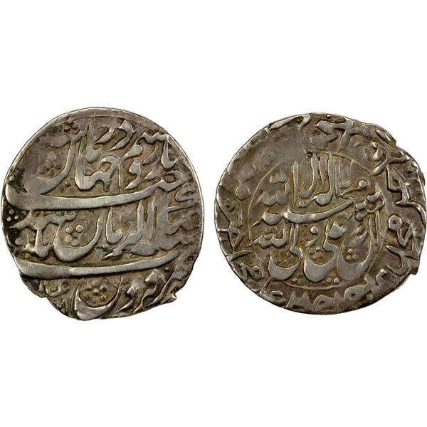 HOTAKI: Azad Khan, 1750-1757, AR abbasi (4.49g), Qazwin, AH(1)168, VF