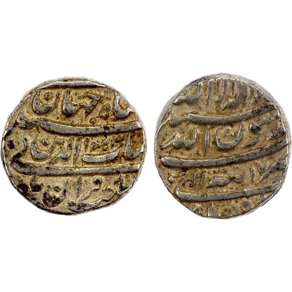 MUGHAL: Shah Jahan I, 1628-1658, AR rupee (11.47g), Tatta, AH1053 year 17, EF