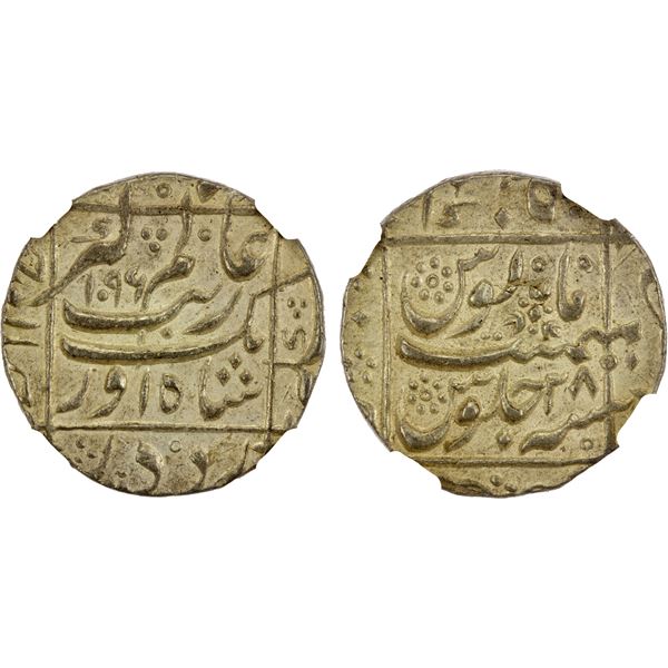 MUGHAL: Aurangzeb, 1658-1707, AR rupee, Junagarh, AH1096 year 28, NGC AU details