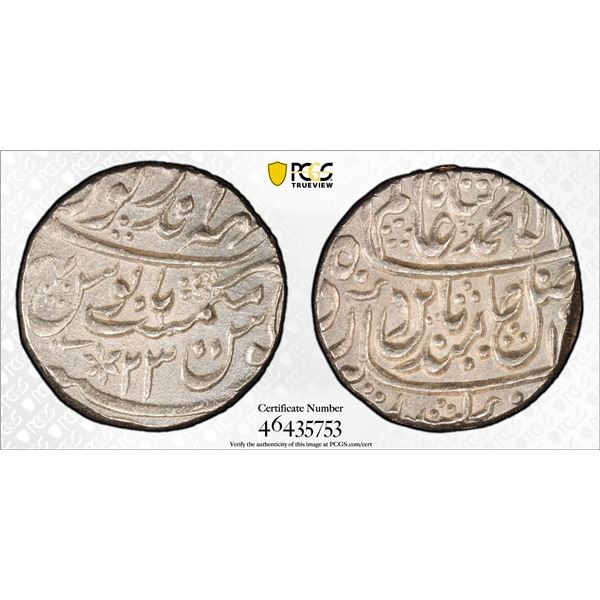 BHARATPUR: Kehri Singh, 1769-1778, AR rupee, Mahe Indrapur, year 23, PCGS MS62