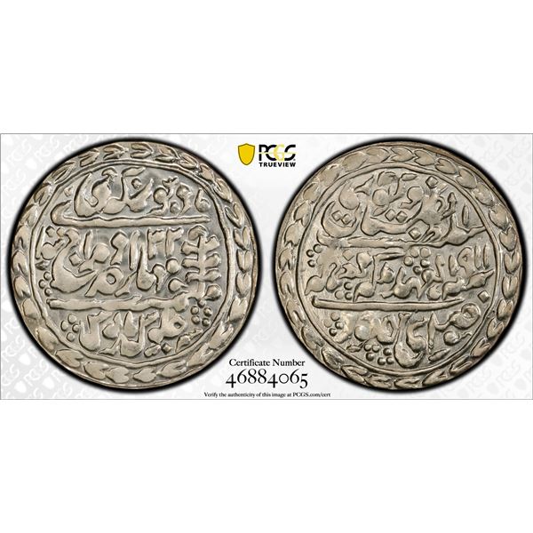 JAIPUR: Madho Singh II, 1880-1922, AR nazarana rupee, Sawai Jaipur, 1911 year 32, PCGS MS64