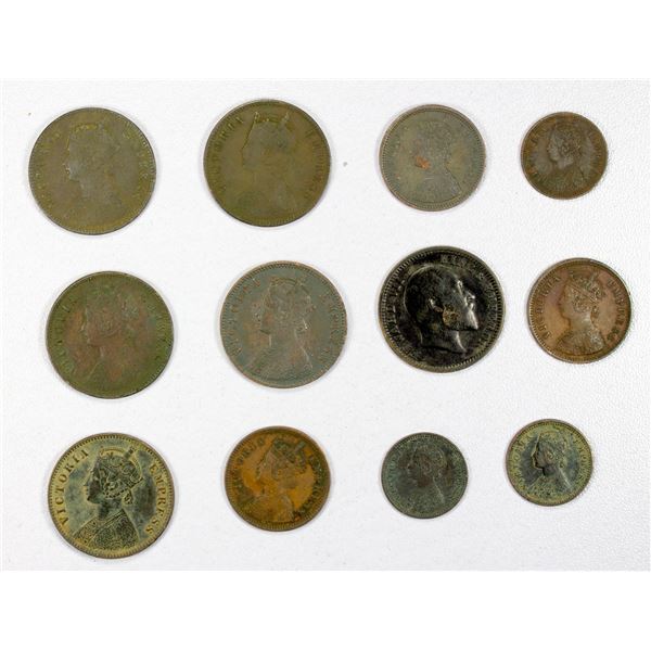 INDIAN STATES: LOT of 12 copper coins
