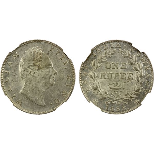 BRITISH INDIA: William IV, 1830-1837, AR rupee, 1835(b), NGC UNC details