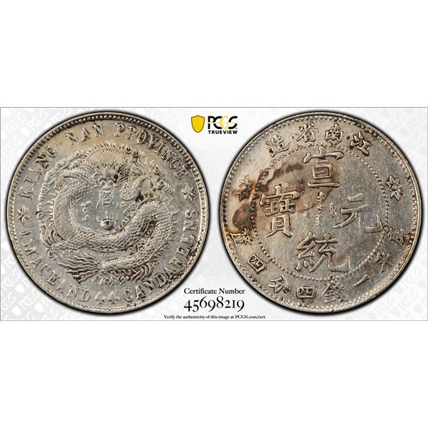 KIANGNAN: Hsuan Tung, 1909-1911, AR 20 cents, ND (1911), PCGS XF details