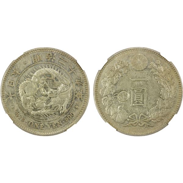 JAPAN: Meiji, 1868-1912, AR yen, year 29 (1896), NGC AU53