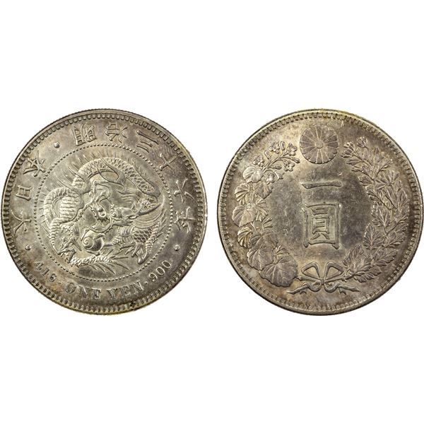 JAPAN: Meiji, 1868-1912, AR yen, year 36 (1903), AU