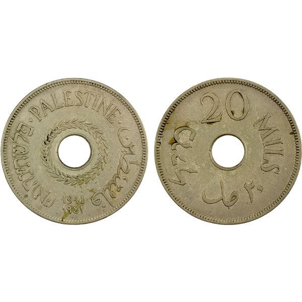 PALESTINE: British Mandate, 20 mils, 1941, Choice VF